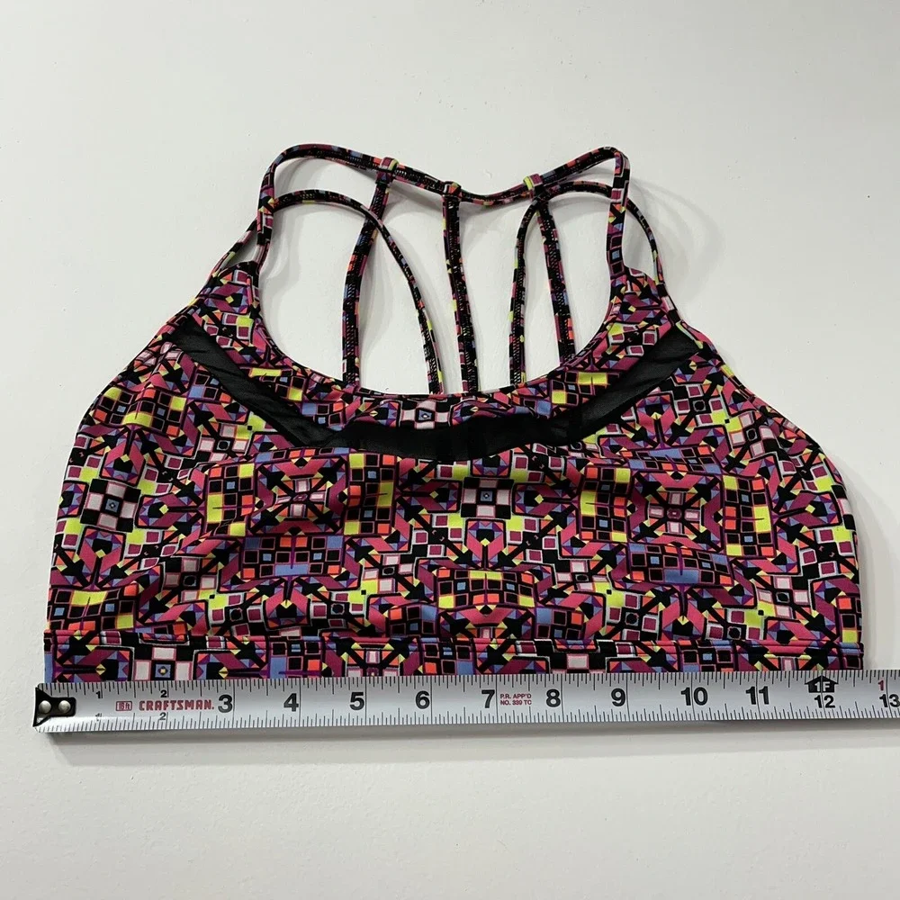 Victoria Sport Geometric Print Mesh‎ Insert Strappy Sports Bra Women's L